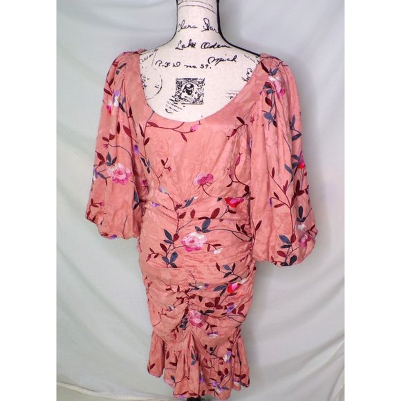 🆕 ByTiMo Ruched Embroidered Jacquard Mini Dress Floral Medium - Picture 6 of 11